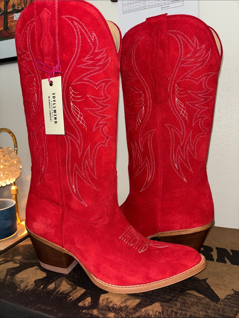 Idyllwind Red Suede Western Lace-Up Boots for Women